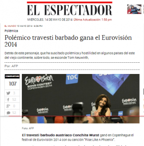 Polemico travesti barbado gana Eurovision 2014