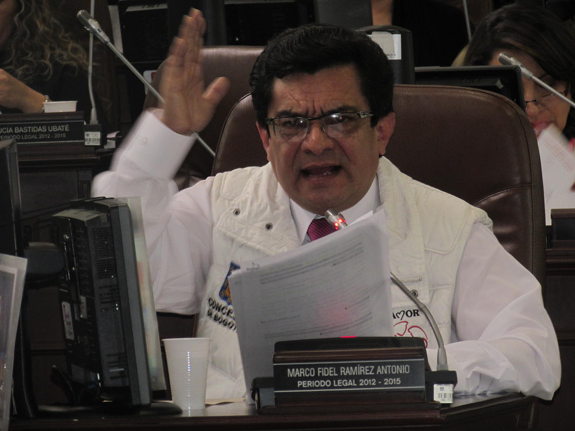 Marco Fidel Ramírez llegó al Concejo de Bogotá respaladado por el cuestionado partido PIN, hoy llamado Opción Ciudadana. Foto: marcofidelramirez.com.